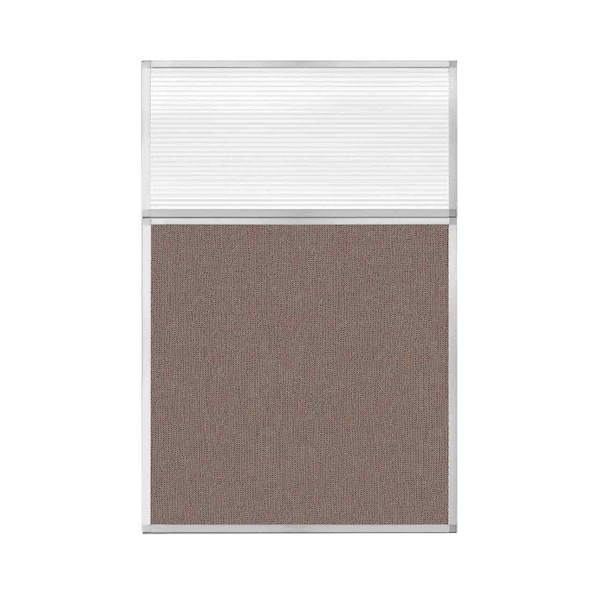 Hush Panel Configurable Cubicle Partition 4' x 6' W/ Window Latte Fabric Clear Fluted Window